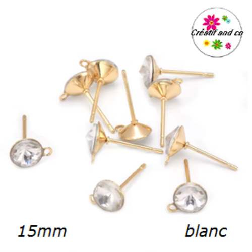 Clou oreille acier inoxydable avec anneau et strass blanc