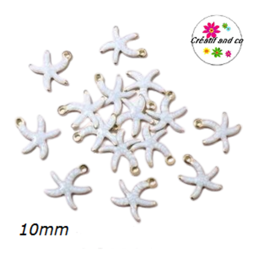 Breloque étoile de mer blanche nacre émail 10mm