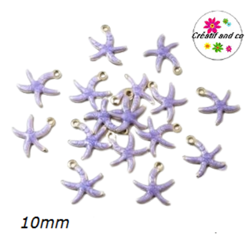 Breloque étoile de mer mauve émail 10mm