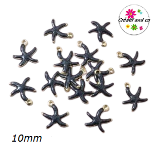 Breloque étoile de mer noire émail 10mm