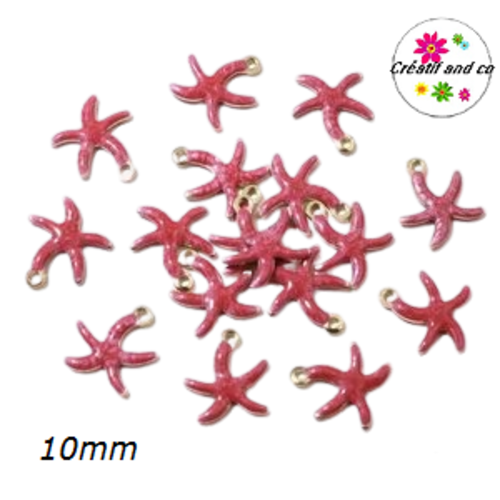 Breloque étoile de mer rouge émail 10mm