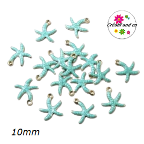 Breloque étoile de mer verte émail 10mm