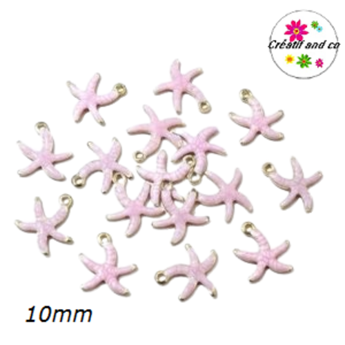 Breloque étoile de mer rose émail 10mm