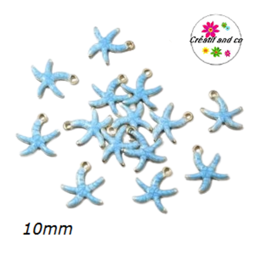 Breloque étoile de mer bleue émail 10mm
