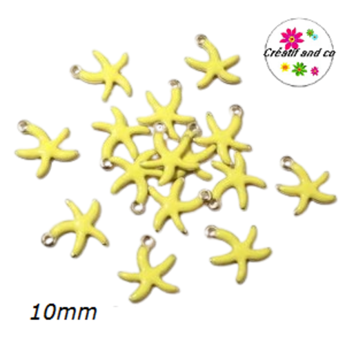 Breloque étoile de mer jaune émail 10mm