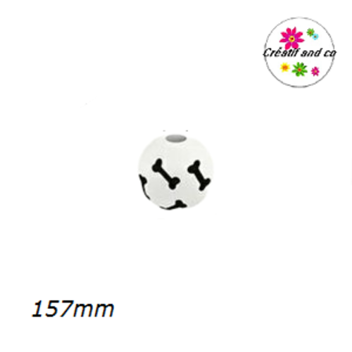X5 grosses perles rondes bois blanches os noirs 16mm