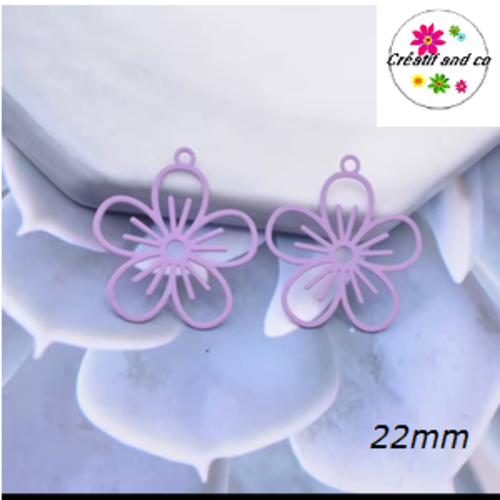 Breloque estampe fleur de prunier parme 22mm