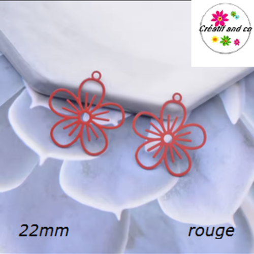 Breloque estampe fleur de prunier rouge 22mm