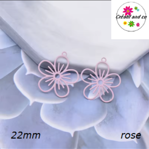 Breloque estampe fleur de prunier rose 22mm