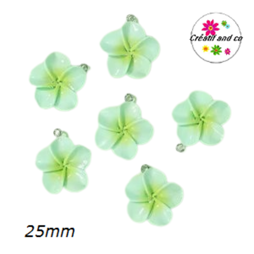 Breloque fleur verte 25mm