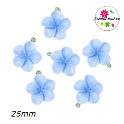 Breloque fleur bleue 25mm