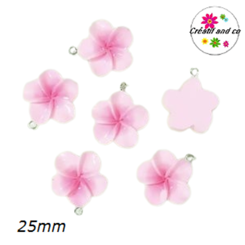 Breloque fleur rose pâle  25mm