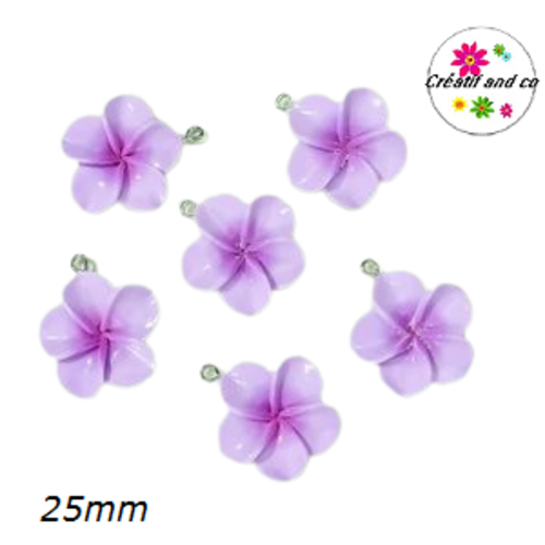 Breloque fleur parme  25mm
