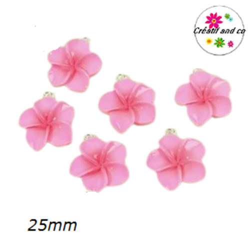 Breloque fleur rose 25mm