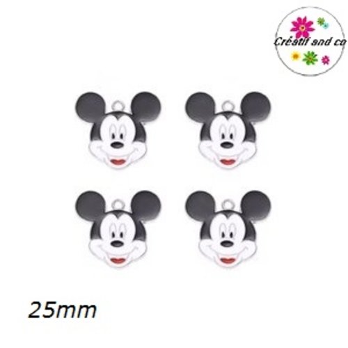 Breloque mickey émail 25mm
