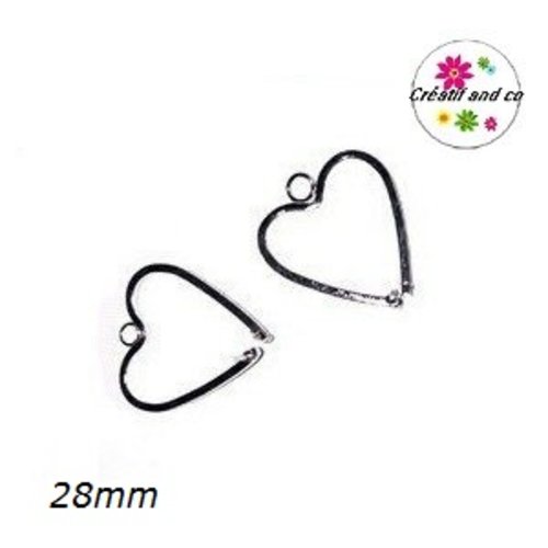 Pendentif coeur argenté pour perle