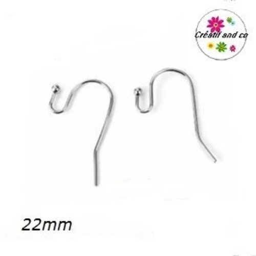 X10 supports boucles d'oreilles hameçons argentées 22mm
