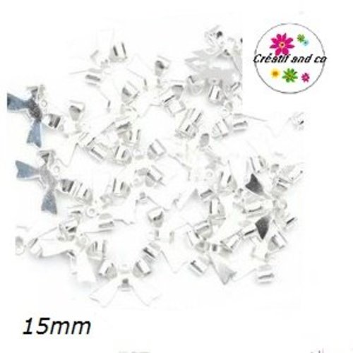 X10 connecteurs noeuds papillon argentés 15x10mm