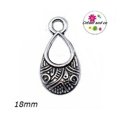 Breloque/pendentif petite goutte d'eau argent tibétain 18mm