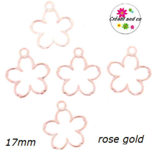 Breloque fleur métal rose gold 17mm