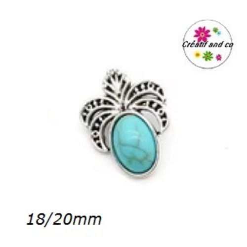 Bouton pression cabochon turquoise