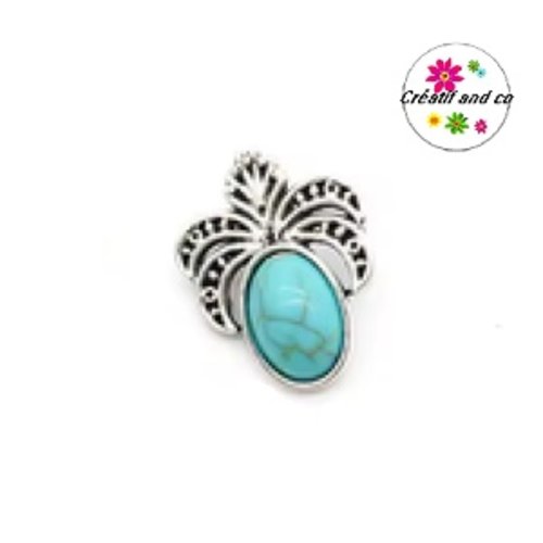 Bouton pression cabochon turquoise