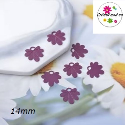 Breloque estampe pétale de fleur violine 14mm