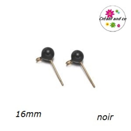Puce oreille acier inoxydable dorée noire émaillée avec anneau