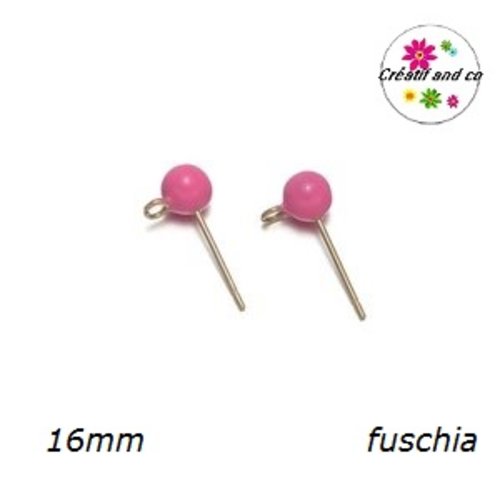 Puce oreille acier inoxydable dorée rose émaillée avec anneau