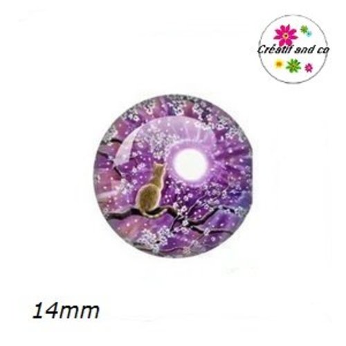 X2 cabochons chat 14mm