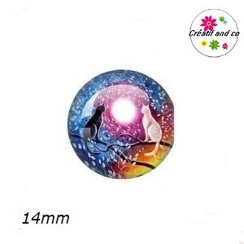 X2 cabochons chat 14mm