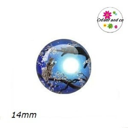 X2 cabochons chat 14mm