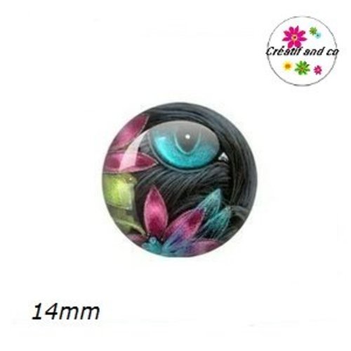 X2 cabochons chat 14mm
