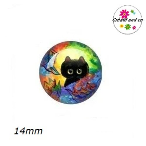 X2 cabochons chat 14mm
