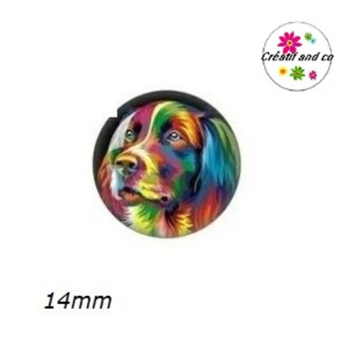 X2 cabochons chien coloré 14mm