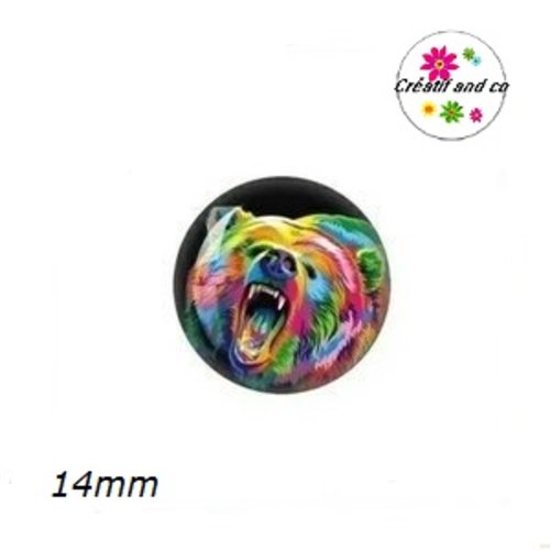 X2 cabochons ours coloré 14mm