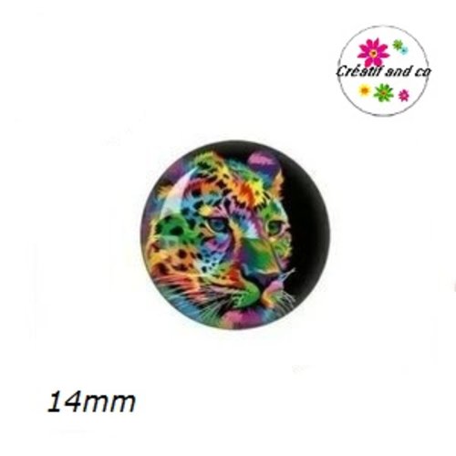 X2 cabochons léopard coloré 14mm