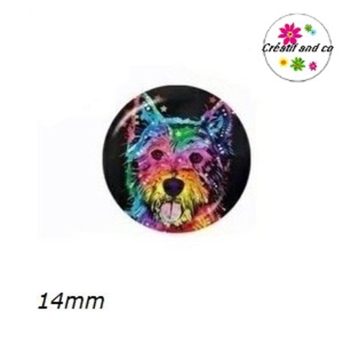 X2 cabochons chien coloré 14mm