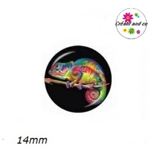 X2 cabochons caméléon coloré 14mm
