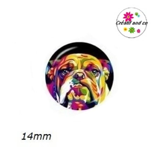 X2 cabochons chien coloré 14mm