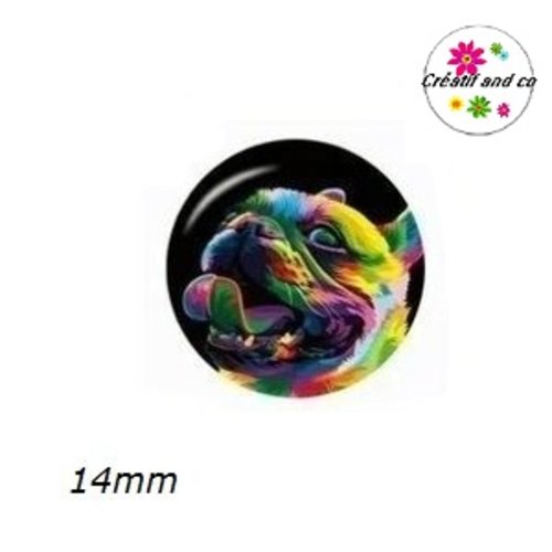 X2 cabochons chien coloré 14mm