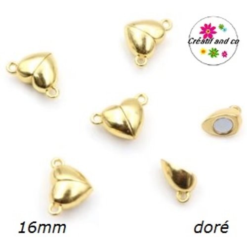 Fermoir magnétique forme coeur doré 16mm
