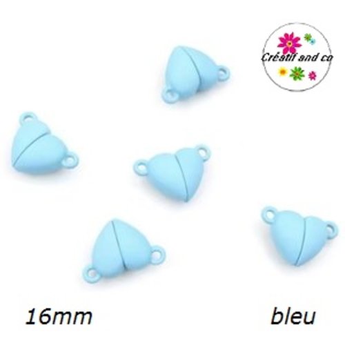 Fermoir magnétique forme coeur bleu ciel 16mm