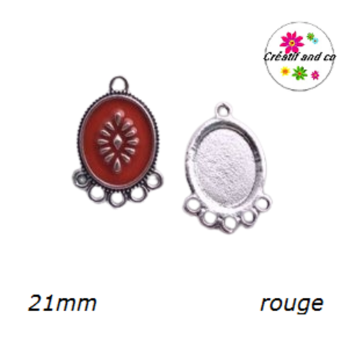 Connecteur chandelier oval 5 anneaux émaillé rouge 21mm