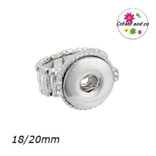 Bague élastique métal argentée strass pour bouton pression 18/20mm