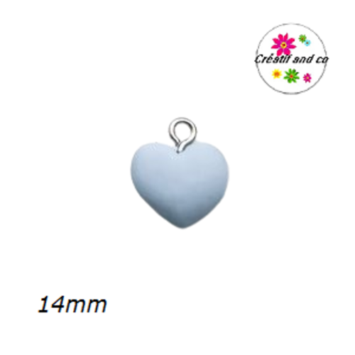 Breloque coeur bleu clair 14mm