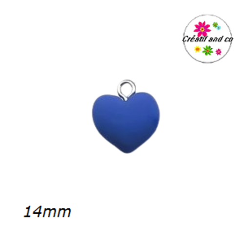 Breloque coeur bleu 14mm