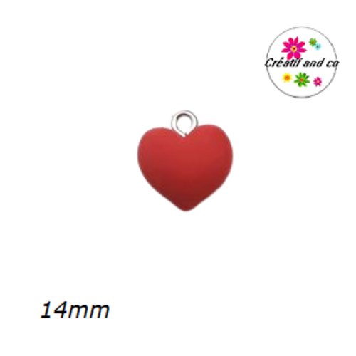 Breloque coeur rouge 14mm