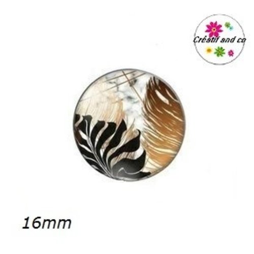 X2 cabochons motif feuille 16mm