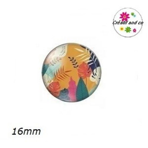 X2 cabochons motif feuilles 16mm